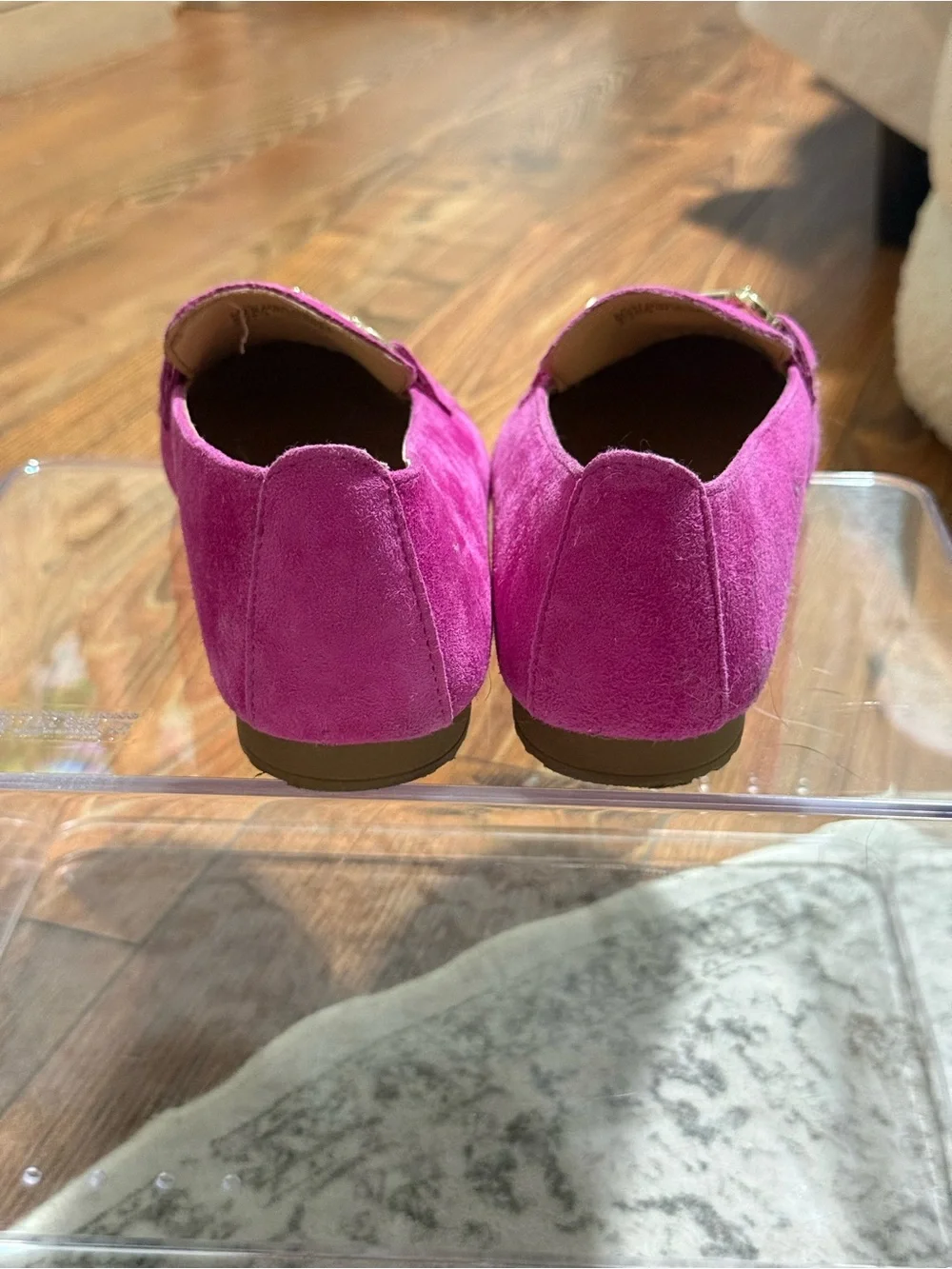 Kids Suede Slip-On Loafers in Bright Pink